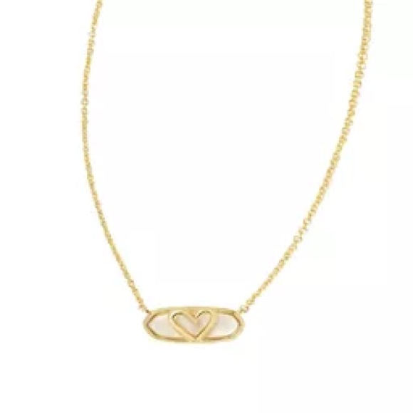 Kendra Scott Jewelry - Rare Kendra Scott Aria Heart Magnesite 14K Gold White Pendant Necklace